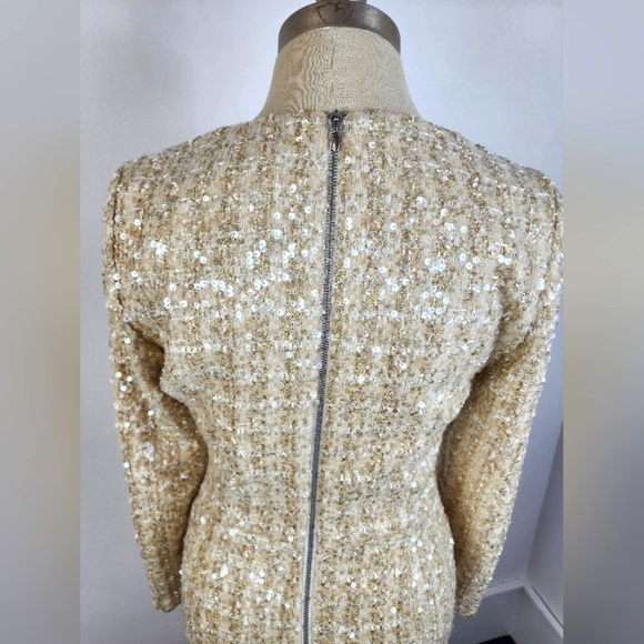 Gianni Bini Women's Cream Tweed Lissy Sequin Long Sleeve Mini Cocktail Dress, 2 - Picture 7 of 16